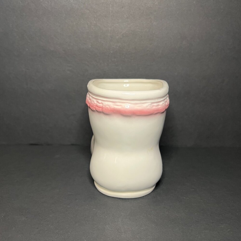 Vintage R.B.C. Ceramic Pink White & Blue Floral Boot Flowerpot Planter 4.25" - Picture 5 of 9
